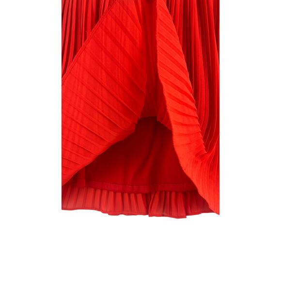 5/48 Release Pleat Red Mini Skirt Women’s SZ Med GUC Side Zip/Buttons Lined - Picture 6 of 11